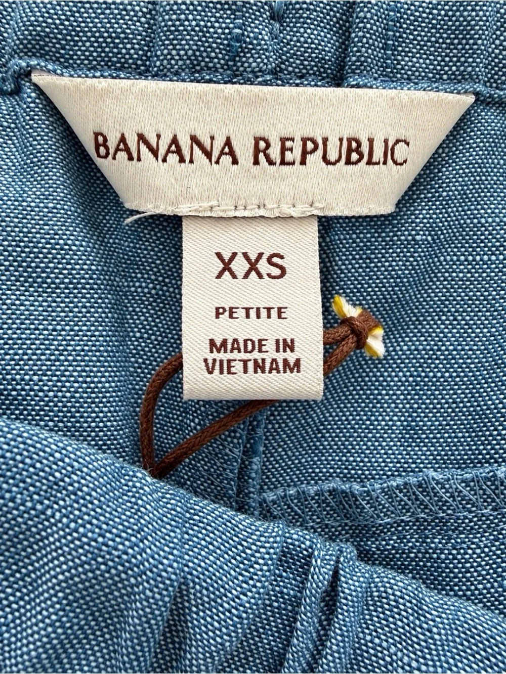 Banana Republic Studio Wide Leg Linen Drawstring Pants Blue XXS Petite